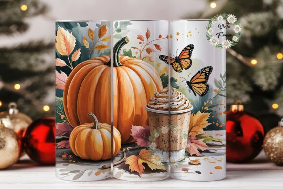 Autumn Pumpkin Spice Latte Tumbler Wrap Design Review