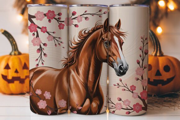 Horse with Cherry Blossoms Tumbler Wrap Design Review