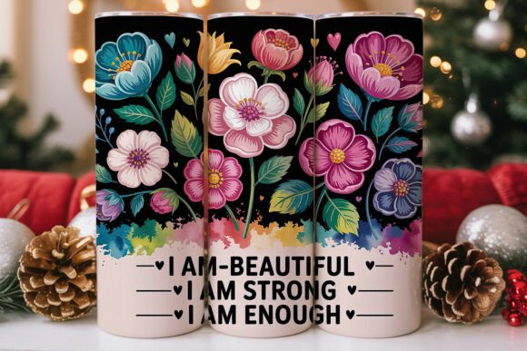 I Am Beautiful Floral Tumbler Wrap