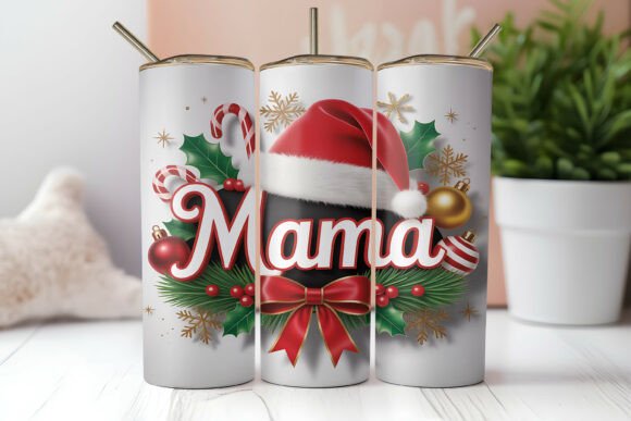 Santa Hat Christmas Mama Tumbler Wrap